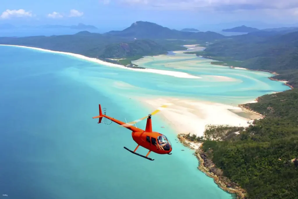 Helicopter flight over Whitsundays